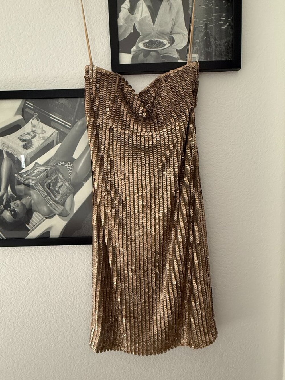 Alice + Olivia gold sequin mini dress, size 2